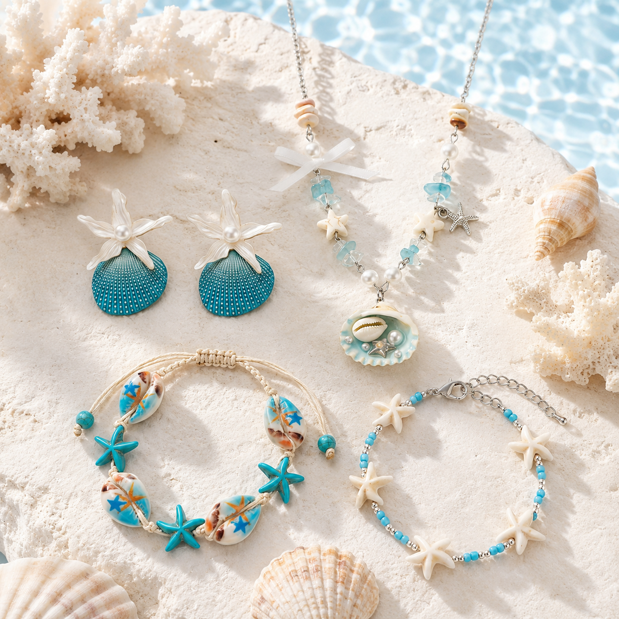 WW DREISEGEL Ocean Jewelry Set lifestyle and detail image