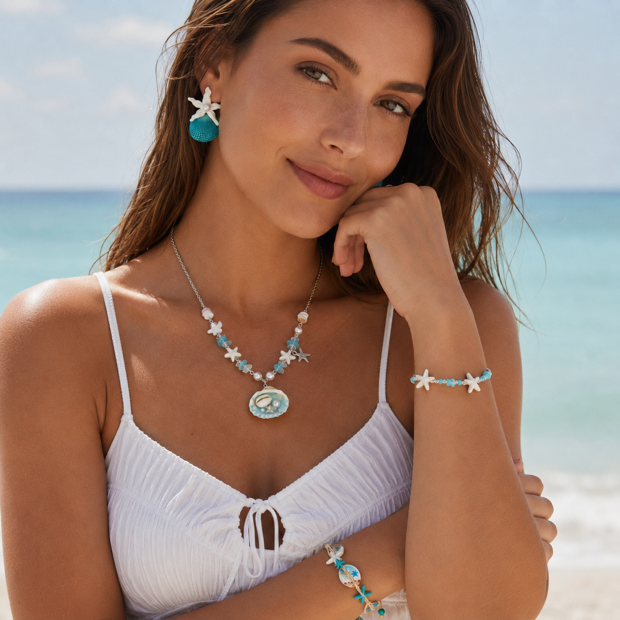 WW DREISEGEL Ocean Jewelry Set lifestyle and detail image