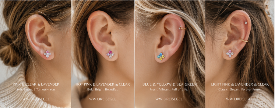 WW DREISEGEL Cartilage Earrings lifestyle and detail image