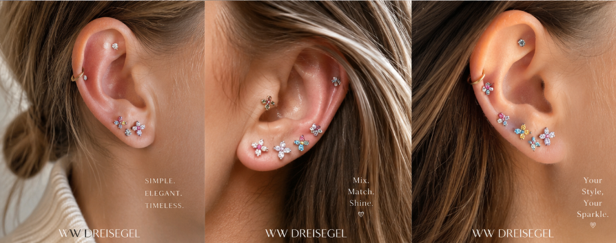 WW DREISEGEL Cartilage Earrings lifestyle and detail image